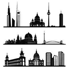 Vector art of city skyline silhouettes
