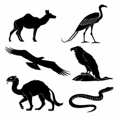Vector art of desert animals silhouettes