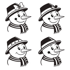 Vector art of snowman heads
