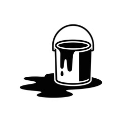 Paint Bucket Spilled Liquid Glyph Icon Vector
