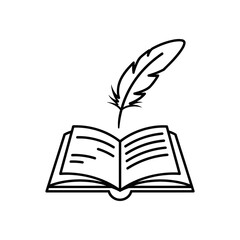 Open Book and Feather Pen Icon