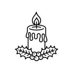 Christmas Candle with Holly Leaves