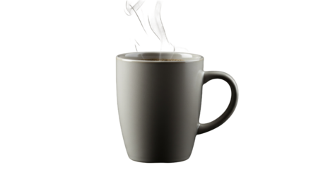 Warm Steaming Coffee Mug on a Minimalist Gray Background