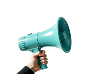 Amplify your message with a bright turquoise megaphone for effective communication and advertising campaigns