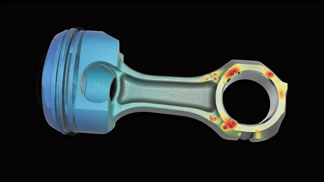 Finite Element Analysis Simulation of an Engine Piston and Connecting Rod.