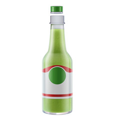 Retro Style Green Beverage Bottle With A Retro Label Design Featuring Red Stripes And A Green Circle Emblem Isolated On A Transparent Background