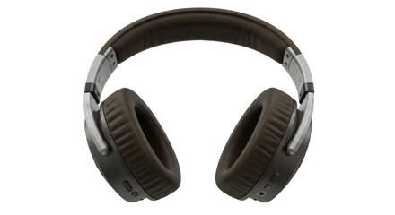 High quality Over ear Headphones with Brown Leatherette and Metallic Accents