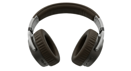 High quality Over ear Headphones with Brown Leatherette and Metallic Accents