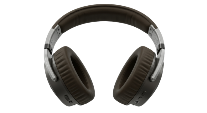High quality Over ear Headphones with Brown Leatherette and Metallic Accents
