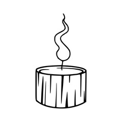 burning scented candle line art icon
