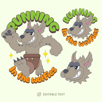 Werewolf Running Vintage Cartoon Halloween