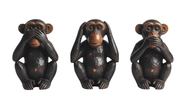 Wise carved monkeys embodying see no evil hear no evil speak no evil wisdom for mindful living and ethical choices