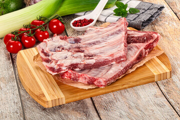 Raw pork ribs for cooking