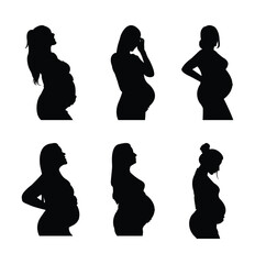 Collection of Pregnant Woman  . maternity and motherhood concept . eps 10