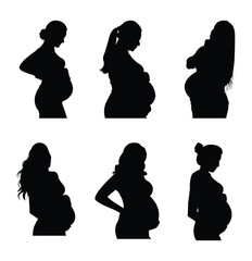 Collection of Pregnant Woman  . maternity and motherhood concept . eps 10