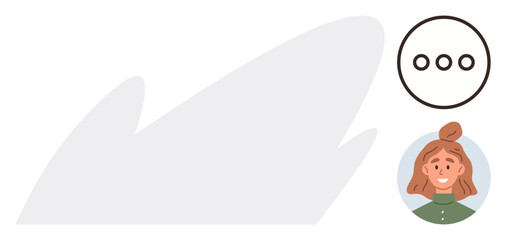 User profile icon next to a typing indicator in a clean digital interface. Ideal for communication, messaging, social media, AI interaction, customer service, networking, user interface, simple flat