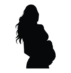Vector silhouettes of a pregnant woman . pregnant woman, side view. eps 10 