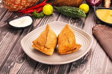 Indian cuisine - stuffed samosa pastrie