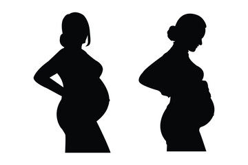pregnant icon symbol Vector Black silhouettes. silhouette of a beautiful pregnant woman with long hair . eps 10 