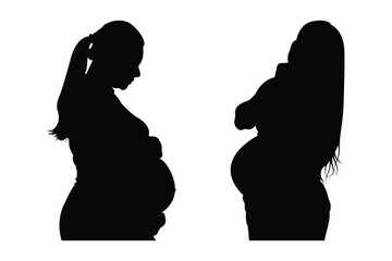 pregnant icon symbol Vector Black silhouettes. silhouette of a beautiful pregnant woman with long hair . eps 10 