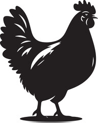 Silhouette of a proud rooster standing with tail feathers spread