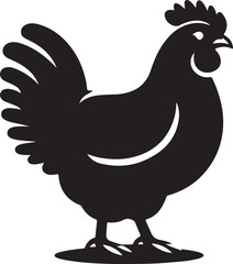 Silhouette of a proud rooster standing with tail feathers spread