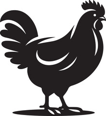 Silhouette of a proud rooster standing with tail feathers spread