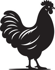Silhouette of a proud rooster standing with tail feathers spread