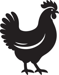 Silhouette of a proud rooster standing with tail feathers spread