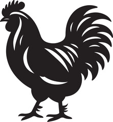 Silhouette of a proud rooster standing with tail feathers spread