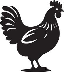 Silhouette of a proud rooster standing with tail feathers spread