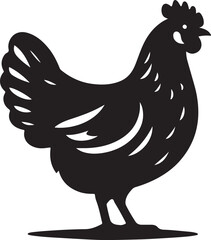 Silhouette of a proud rooster standing with tail feathers spread