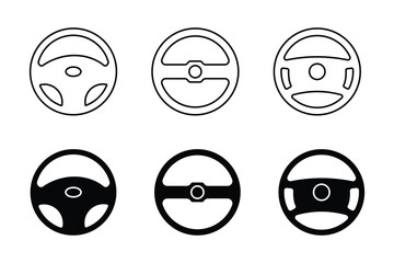 Steering wheel silhouette icon set vector  . Truck steering wheel silhouette vector flat illustration design . eps 10