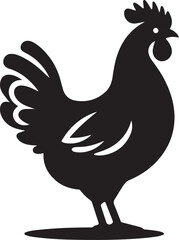 Silhouette of a proud rooster standing with tail feathers spread