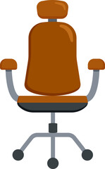 Illustration of Brown Office Chair with Wheels