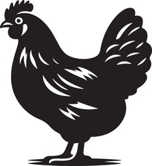 Silhouette of a proud rooster standing with tail feathers spread