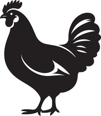 Silhouette of a proud rooster standing with tail feathers spread