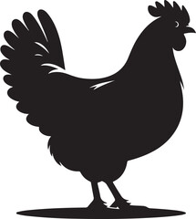 Silhouette of a proud rooster standing with tail feathers spread