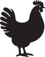 Silhouette of a proud rooster standing with tail feathers spread