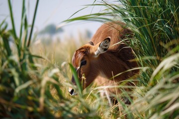 Obraz premium Wildlife View Through Tall Grasses