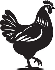 Silhouette of a proud rooster standing with tail feathers spread