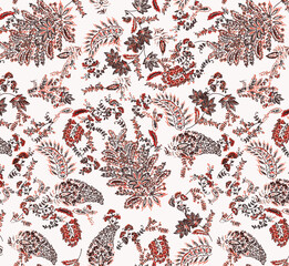 abstract seamless watercolor botanical floral and leaves pattern on white background. Vintage loose floral fabric pattern. Seamless floral pattern, liberty ditsy print vector.