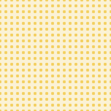 Seamless pattern with golden yellow rounded squares in a grid layout over a soft cornsilk background. Perfect for bright minimal designs, cheerful packaging, and decorative use.
