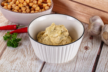 Natural organic homemade chickpea hummus