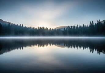 Fototapeta premium Misty Mountain Lake at Morning