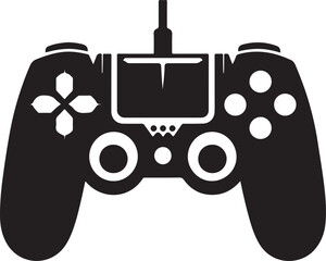 Modern video game controller silhouette isolated on white background