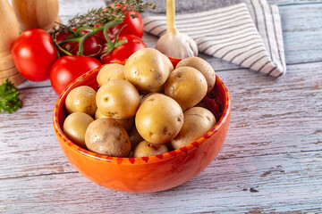 Uncooked raw yellow baby potato