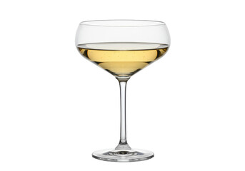Elegant wine glass with white wine isolated on transparent background, alcoholic beverage for celebrations and special occasions