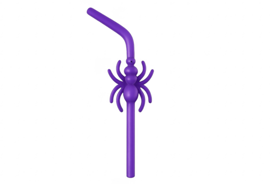 Purple spider drinking straw for party halloween celebration