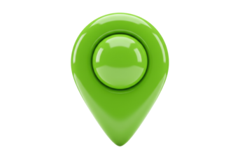Green map pointer isolated PNG, location pin icon for navigation and travel apps on transparent background